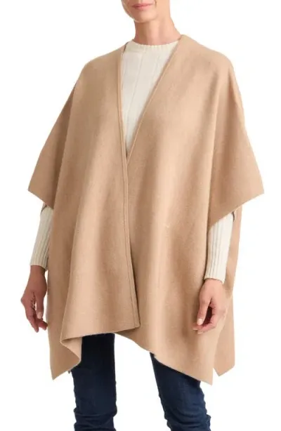 Sofia Cashmere Double Knit Cashmere Cape In Camel