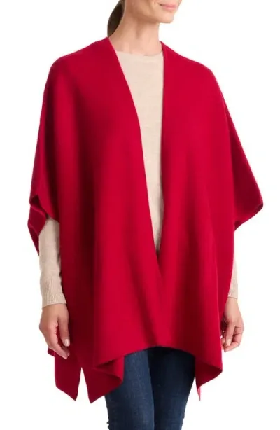 Sofia Cashmere Double Knit Cashmere Cape In Dark Red