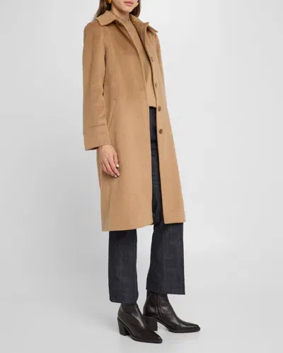 Sofia Cashmere Long Single-breasted Coat In Camel