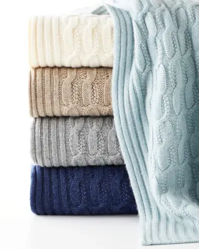 Sofia Cashmere Seed-stitch Cable Throw In Neutral Pattern