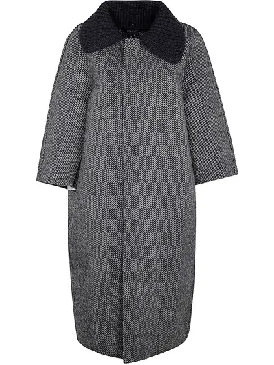 Sofie D'hoore Df Coat With Detachable Wool Collar In Gray