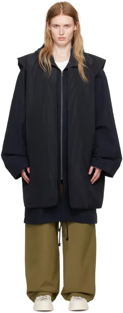 Sofie D'hoore Navy Cobra Coat & Vest Set In Night/midnight