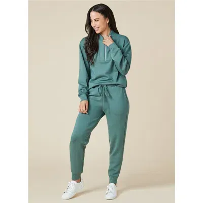 Softies Athleisure Dreamtech 1/4 Zip Jogger Set In Dusty Green