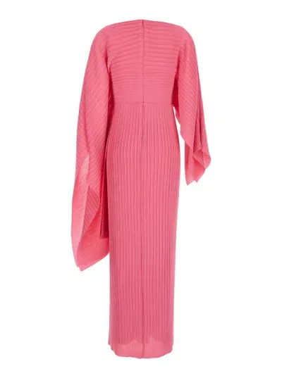 Solace London Adami Pleated Chiffon Maxi Dress In Pink