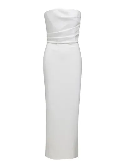 Solace London Afra Crepe Knit Strapless Maxi Dress In White