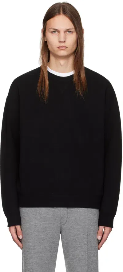 Solid Homme Black Crewneck Sweater In 602b Black