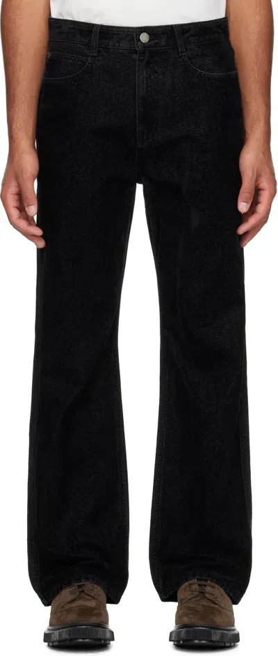 Solid Homme Black Flocked Jeans In 417b Black