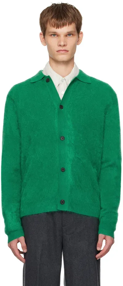 Solid Homme Green Spread Collar Cardigan In 623f Fresh Green