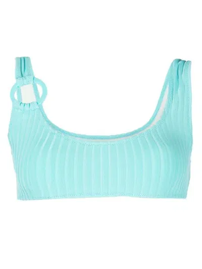 Solid & Striped The Elle Square Neck Ribbed Bikini Top In Blue