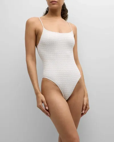 Solid & Striped The Renna Textured Knit One-piece Swimsuit In Ecru