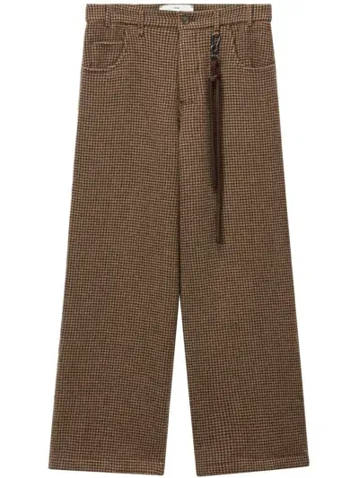 Song For The Mute Check-pattern Trousers In Brown