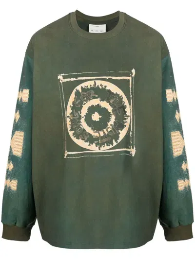 Song For The Mute Logo-print Long-sleeved Sweatshirt In Green