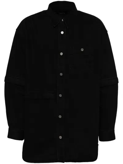 Songzio Asymmetric Detachable Denim Shirt In Black