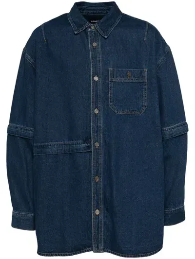 Songzio Asymmetric Detachable Denim Shirt In Blue