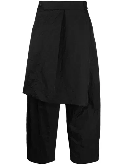 Songzio Cropped Draped Trousers In Black