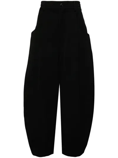 Songzio Cruve-pocket Wide Balloon Pants In Black