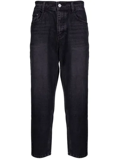 Songzio Elasticated-waist Cotton Tapered Jeans In Black