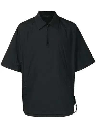 Songzio Logo-embroidered Zip-up Polo Shirt In Black