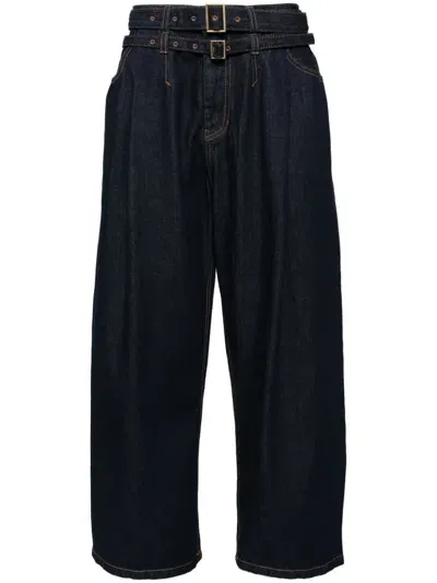 Songzio Pleated Wide-leg Jeans In Blue