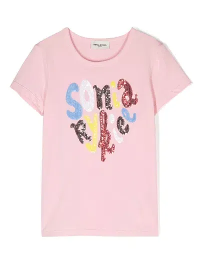 Sonia Rykiel Enfant Kids' Logo-embellished Short-sleeve T-shirt In Pink