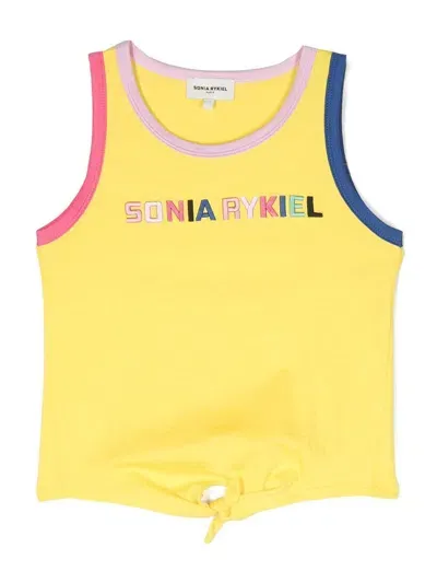 Sonia Rykiel Enfant Kids' Logo-embroidered Tank Top In Yellow