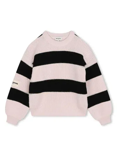 Sonia Rykiel Enfant Kids' Logo-patch Striped Jumper In Neutrals