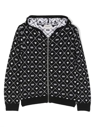 Sonia Rykiel Enfant Kids' Monogram-intarsia Zip-up Hoodie In Black