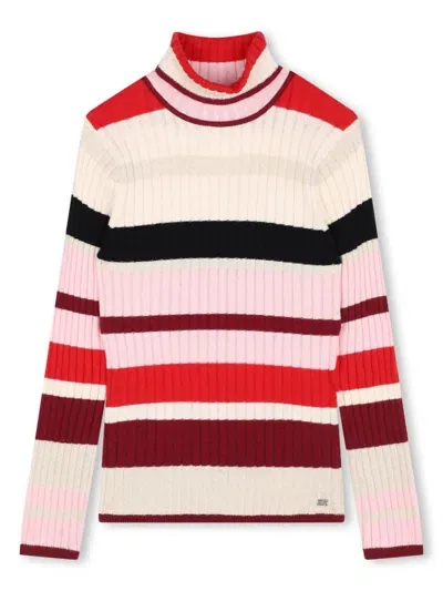 Sonia Rykiel Enfant Kids' Striped Ribbed-knit Jumper In Red