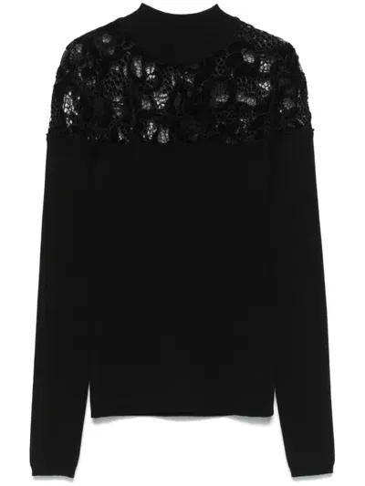 Sonia Rykiel Lace-detail Sweater In Black