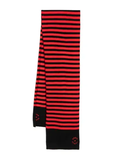 Sonia Rykiel Striped Woolen Scarf In Red