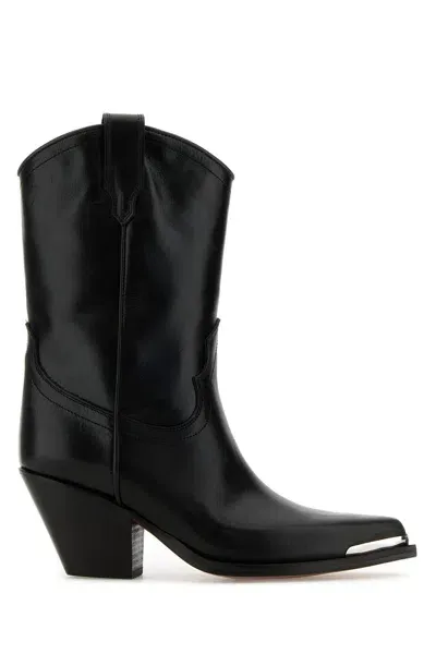 Sonora Black Leather Clara Ankle Boots