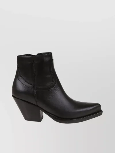 Sonora 70mm Ankle Leather Boots In Black