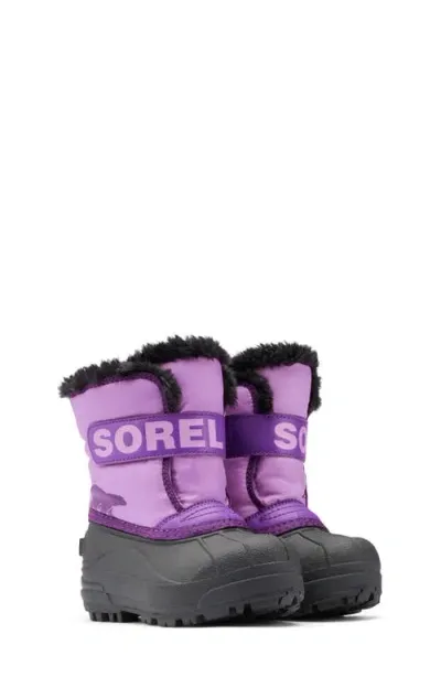 Sorel Kids' Snow Commander Insulated Waterproof Boot In Gumdrop/purple Violet