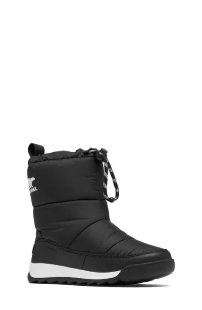 Sorel Kids' Whitney Ii Plus Puffy Waterproof Snow Boot In Black/sea Salt