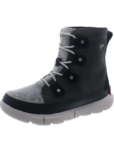 Sorel Explorer Ii Joan Felt Jet Vapor Suede Ankle Boots In Pewter Suede