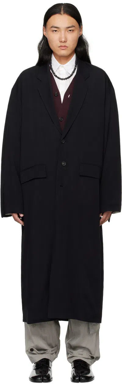 Soshiotsuki Black Kimono Sleeve Chester Coat