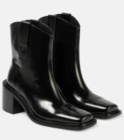 Souliers Martinez 70 Polished Leather Ankle Boots In Black