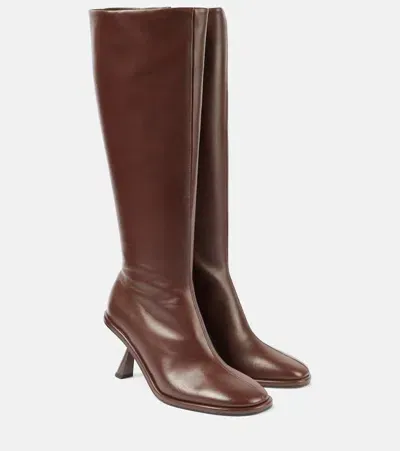 Souliers Martinez Riana Leather Knee-high Boots In Brown