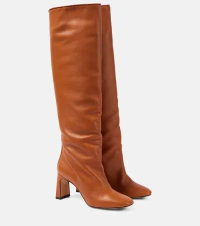 Souliers Martinez Roberta Leather Knee-high Boots In Brown