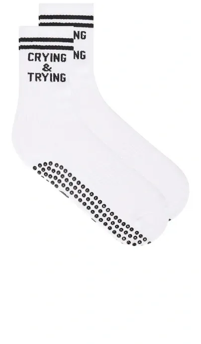 Souls. Crying & Trying Grip Socks In White