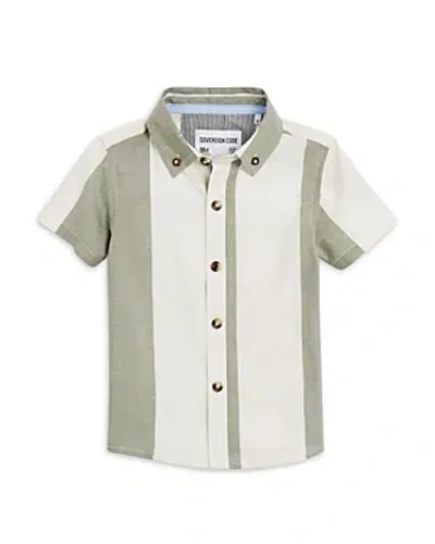 Sovereign Code Boys' Biggs Bold Striped Chambray Short Sleeved Woven Shirt - Baby In Awning/sage