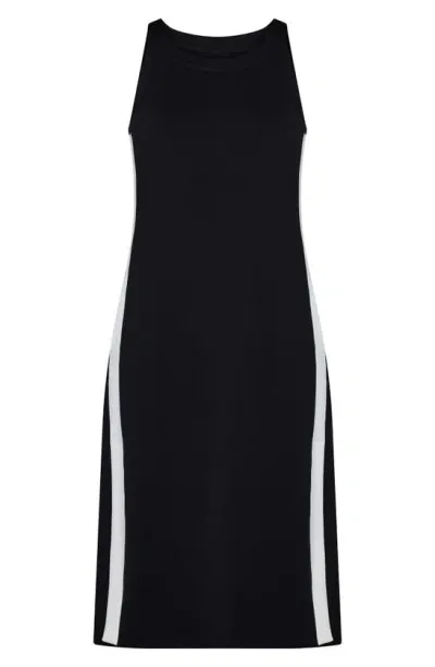 Spanx Aire Side Stripe Dress In Very Black