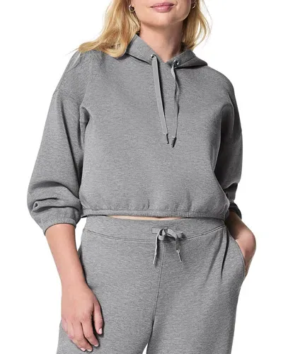 Spanx Airessentials Cropped Hoodie In Medium Grey Heather