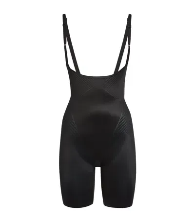 Spanx Open-bust Mid-thigh Bodysuit - Medium Control In Black