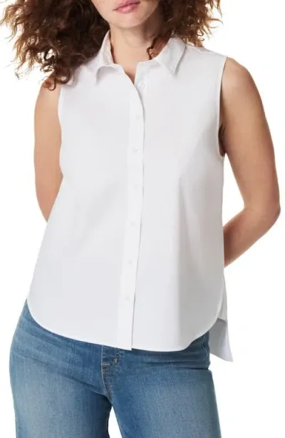 Spanx ® Sleeveless Stretch Cotton Poplin Button-up Shirt In Classic White