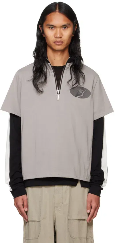 Spencer Badu Gray & Black Layered Track Sweatshirt