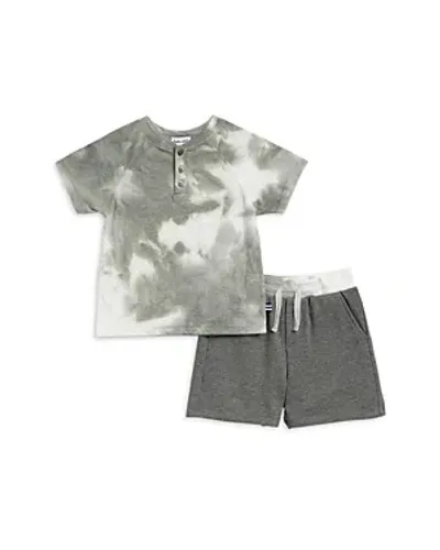 Splendid Kids' Little Boy's 2-piece Verde Tie Dye Henley & Shorts Set In Green