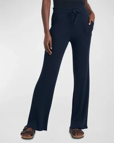 Splendid Georgie Rib-knit Sweatpants In Navy