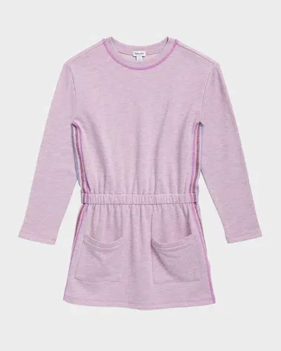 Splendid Kids' Girl's Cotton Candy Sweatshirt Dress In Lilac/multi