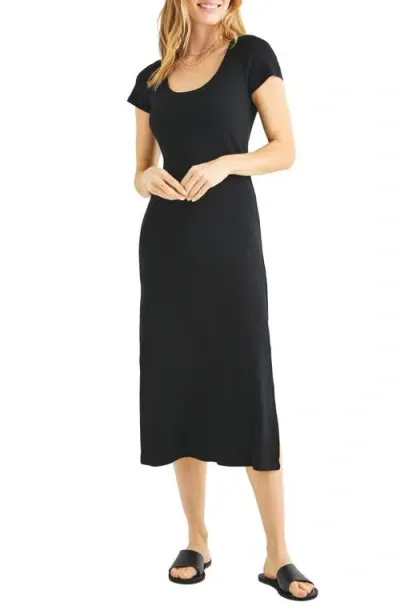 Splendid Iva Rib Midi Dress In Black